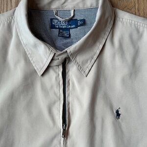 Vintage Polo Ralph Lauren Tan Golf Jacket XL Navy Pony Navy Houndstooth Lining